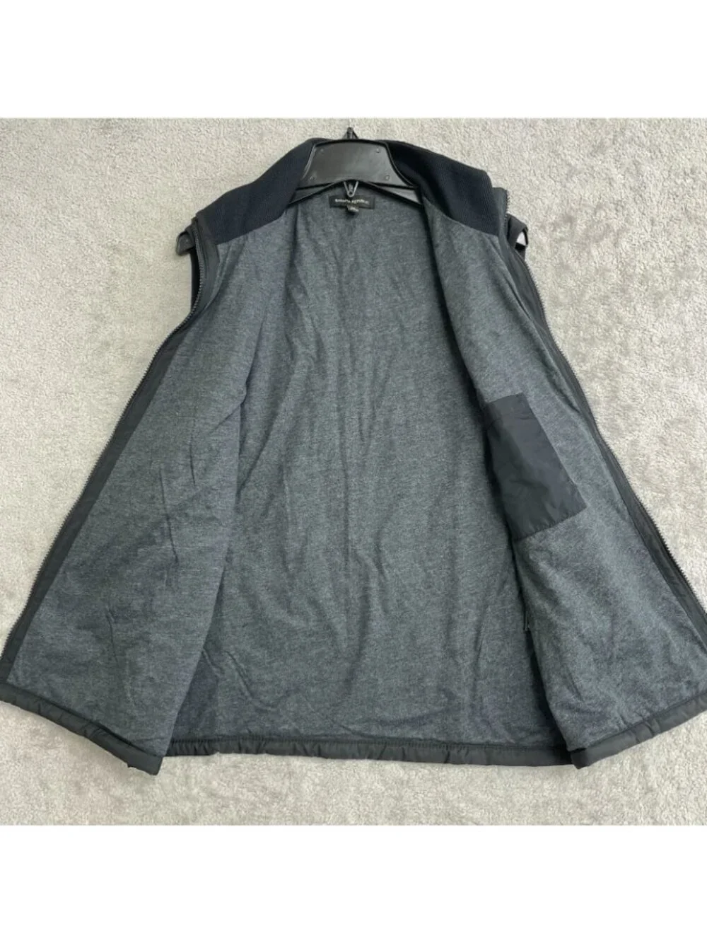Banana Republic Men's M Quilted Zip-Up Vest Black Polyester-Cotton Blend M0947